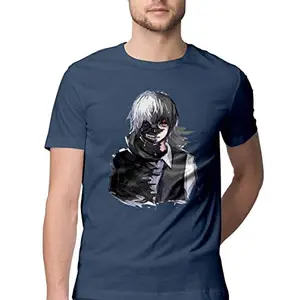 ALLEN BLACK - Tokyo Ghoul - Ken Kaneki - Round Neck T-Shirt for Men - 100% Cotton & 100% Epic! Navy Blue, _TokyoGhoul-NAVY-BLUE-4XL-MEN-ROUND_