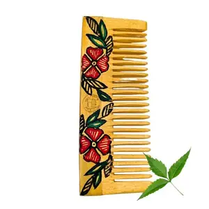 Bambooza Handcrafted Wooden Comb, Double-Sided Madhubani Art, Traditional Indian Folk Design, Hand-Painted