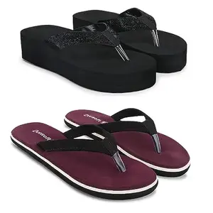 Duosoft Extra Soft Ortho Slippers for Men's(21-SimmerBlack And 04-Maroon-08)