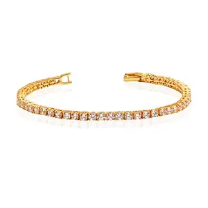 Amazon Brand - Nora Nico Gold Plated Multi CZ Tennis Bracelet for Women and Girls 7 Inches