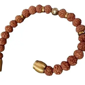 Blustone Top A1 Rated Magnetic Clasp Rudraksha and Pyrite Bracelet Original Certified पाइराइट स्टोन पंचमुखी रुद्राक्ष ब्रेसलेट Fools Gold Crystal Bead 5 Mukhi Rudraksha Bracelets with Certificate