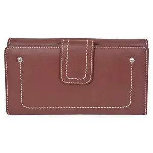 Leatherman Fashion LMN Genuine Leather Women's Brown Wallet with 15 Card Slots