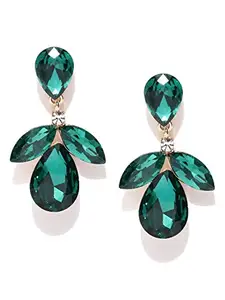 YouBella Jewellery Crystal Drop Earrings for Girls and Women (GREEN)