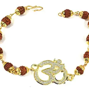 Urvi Creations Multicolour Non-Precious Metal Om Rudraksh Style Wristband Bracelet Rakhi for Brother for Boys