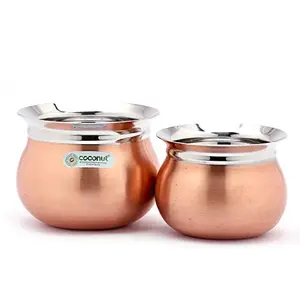 Coconut Stainless Steel Tomato FC Copper Handi/Cookware (Without Handle & Lid) - 2 Unit - (Capacity -550 & 800ML) price in India.