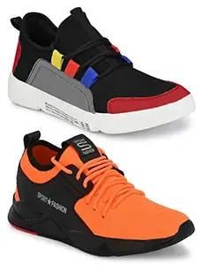 WORLD WEAR FOOTWEAR Multicolor (9096-9324) Men's Casual Sports Running Shoes 6 UK (Set of 2 Pair)