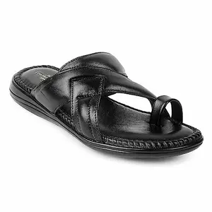 Ayashilp Classic Genuine Leather Men's Flip-Flops/slippers/chappal Versatile Office Wear Slippers (Black, 9)
