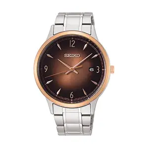 Seiko Stainless Steel Analog Brown Dial Men Watch-Sgeh90P1, Bandcolor-Silver