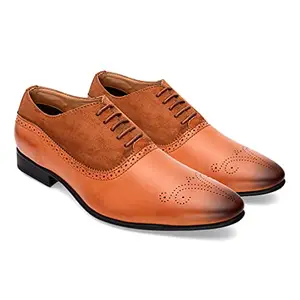 San Frissco Men's Formal Shoes with Faux Leather/Tan Height Increasing Shoe Durable & Comfortable Footbed/Lace up Oxfords Shoes for Office and Wedding - 11 (Tan)