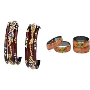 Somil Elegant Combo Bangles For Women & Girls | Stylish Bangles Set For Everyday & Functions, Pack Of 10, Maroon, Multicolor -B475