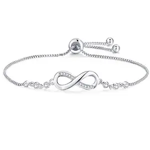 Zibuyu® Bracelet for Woman and Girls Alloy Inlaid Zirconia Infinity Bracelet Best Friend Friendship Bracelet Accessories Bracelets for Women Stylish Jewellery Birthday Gifts for Girls - 1 Pcs