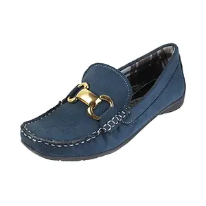 Catwalk Women's Pastel Tassel Loafers Blue Leather (5970TB)