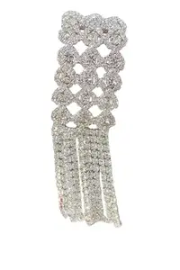 Statement American Diamond Hand Bracelet with Tassel – Luxury Bridal