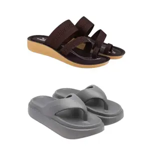 ZENWEAR Extra Soft Classic Casual wear with Flexibility Technology Heel Combo for Women's/Girl's(6141+6110)(5) Multicolor