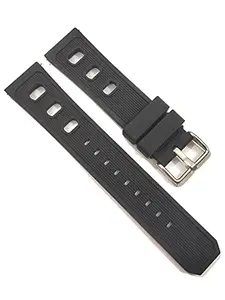 Ewatchaccessories 22mm Silicone Rubber Watch Band Strap Black Pin Buckle-B-22