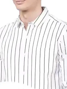 Mahima Ethnic Centre's Women's Cotton Blend Collared Striped Patterned Regular Fit Full Sleeves Casual Shirt