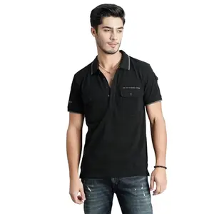 ROOKIES Half Sleeve Pique Polo 100% Cotton Slim Fit T-Shirt (RJTS2363A-M) Black
