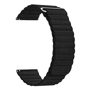 ACM Watch Strap Magnetic Leather 22mm compatible with Pebble Edge Smartwatch Luxury Band