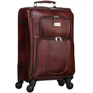 MARFIT Genuine Leather Trolley Bag for Men Laptop Cabin Luggage (Brown) (RA-TB2155007BRN)
