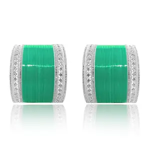 BANGLESKART Bridal Punjabi Short AD Chuda Bangle Set for Women's (Set of 1)