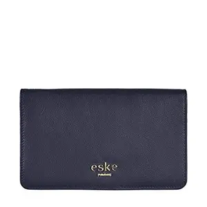 eske Earl - Two fold Wallet - Genuine Quilted Leather - Holds Cards, Coins and Bills - Compact Design - Pockets for Everyday Use - Travel Friendly - for Women (Night Blue)