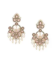 Kord Store Baby Pink Lct Stone Delicate Earrings Wedding Collection Gold Plated Earring For Women And Girl