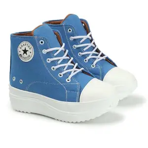 KRAFTER Women's & Girls' High Ankle Winter Boots – Sky Blue Synthetic Denim Warm & Stylish Snow Boots for Cold Weather – Durable Outdoor Footwear – UK Size 5 (HP-1462-Sky-Blue-38)