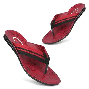 DRACKFOOT- Men's Lightweight Comfortable | PU Sliper|Slides | PU Slipper Chappal for Men GEN-3129-10(Red)
