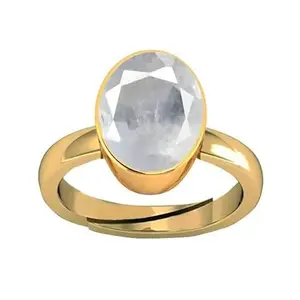 VKG GEMS 5.25 Ratti Certified Unheated Untreated Natural panchdhatu Adjaistaible Gold Ring White Sapphire Pukhraj Loose Gemstone for Women and Men(Lab-Certificate)(W01)