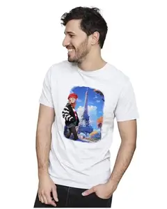 Men's & Women's Regular Fit T-Shirt Just Be Happy - Smile 100% Cotton Unise T-Shirt White|Female2XL(PARISIN08-White 2XL Men GoalAT,)