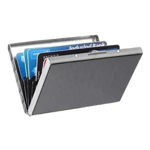 Stealodeal Stainless Steel Front Credit/Debit RFID Blocking Card Holder (6 Slots Cube Black)