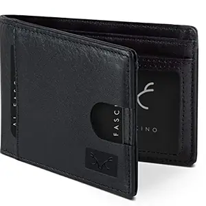 AL FASCINO Minimalist Wallets for Men Leather Men Purse for menl Ultra Strong Stitching Slim Wallet for Men RFID Wallet for Men Card Holder for menl 8 Card Slots l (Black Small Wallet for Men)