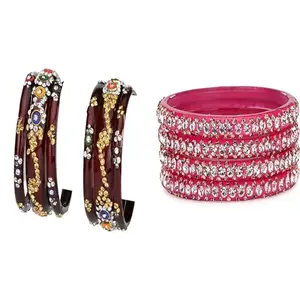 Somil Elegant Combo Bangles For Women & Girls | Stylish Bangles Set For Everyday & Functions, Pack Of 10, Maroon, Pink -B533