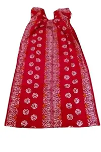 Womens' Cotton Batik Printed Short Sleeves Nighty Red