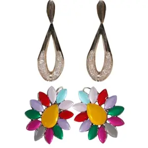 Rosegold & Multicolour Earrings for Women Stylish Combo of 2