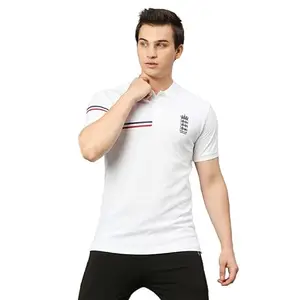 FANCODE ICC CWC-23 Men White Solid Short Sleeves Polo Collar T-Shirt (White,XL) (CWC23MPT1171X)