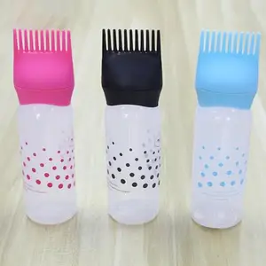 Ghelonadi Root Comb Oil Applicator Bottle with Graduated Scale Empty Hair Dye Applicator Comb for Salon Hair Coloring Dye Hair Oiling Care, Hair Bleach (Pink)