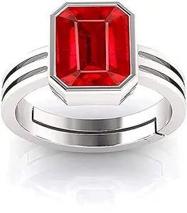 Akshita gems Certified Unheated Untreatet 20.00 Carat A+ Quality Natural Burma Ruby Manik Gemstone Silver Plated Ring For Women's and Men's