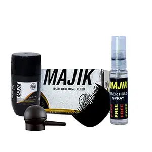 Majik Human Hair Fiber for Thinning Hair for Women and Men, (Applicator, Optimizer Comb with Free Fiber Hold Spray) 18 Gram, Medium Brown