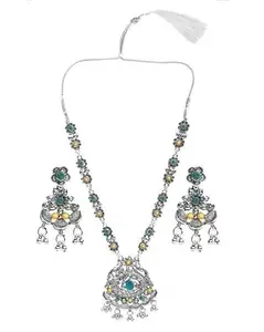 Yellow and Green Round Long Necklace for Women – Traditional Indian Jewelry