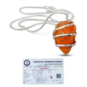 Reiki Crystal Products AAA Certified Natural Carnelian Pendant Wire Wrapped Crystal Stone Pendant Locket with Metal Chain for Reiki Healing Crystal Healing Stones for Unisex (Color : Red & Orange)