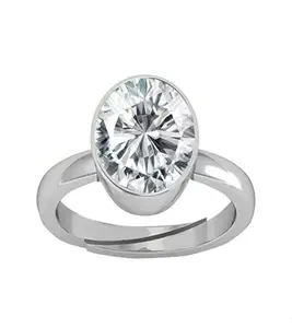JEMSPRIME 7.25 Ratti 6.00 Carat Natural White Zircon Ring Good Plated Adjustable Astrological/Purpose Ring for Men and Women AA+ Quality