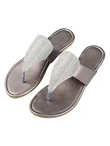 WalkTrendy Womens Synthetic Grey Open Toe Flats - 5 Uk (Wtwf539_Grey_38)