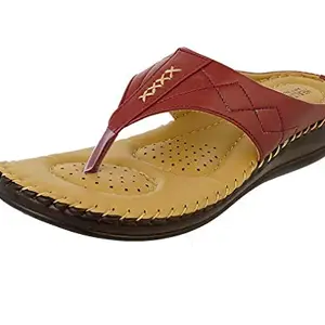 HEALTH FIT Ortho Slippers-Dr Sandals for Women Suitable for Knee Pain, Diabetic & Orthopedic Footwear for Women HF356 (CHERRY, numeric_4)