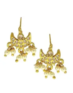 ANURADHA PLUS® Gold Finish Half-Moon Shape Stylish Traditional Press Bugadi Clip-n Earrings For Women/Girls