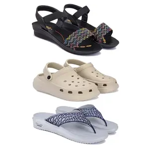 Women's Comfortable Sandal,Casual Lightweight Sandal for Everyday Wear | BT-(3-COMBO)-1932-OO1-1887-6-EURO-37