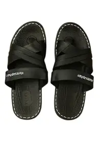 Men's Casual Sandals in Synthetic Leather, Brown and Black Color, Comfort Footwear (size 7)