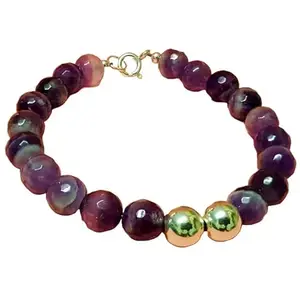 RRJEWELZ Amethyst Bracelet for Men & Women – 10mm Round Faceted Purple Beads – 7 inch with Silver Plated Clasp – Healing, Fashion, Gift, Spiritual, Yoga|LCBR_RR_00339
