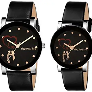 The Shopoholic Analogue You and Me Love Black Dial Valentine's Day Special Watch for Couple(HK-531-532)