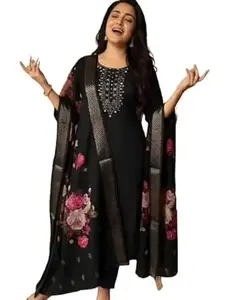 Embroidered Chanderi Kurta Pant Dupatta Set for Women (3PC) D3P_19